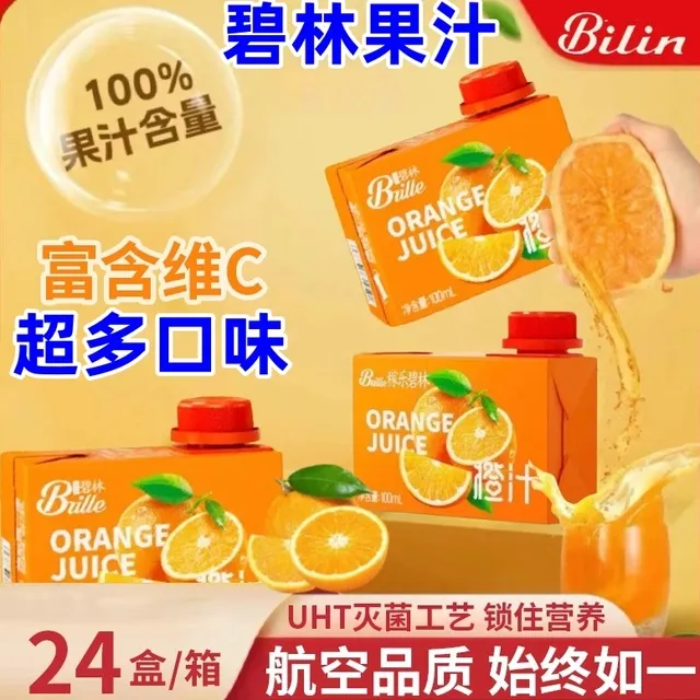 碧林果汁100ml*24瓶橙汁小果汁西梅汁杨梅菠萝汁稼乐碧林航空果汁