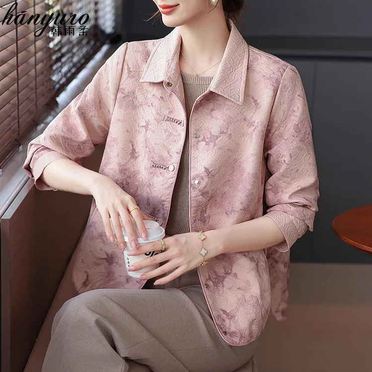 年轻妈妈秋装外套新中式短款风衣2025新款中老年女装春秋大码上衣