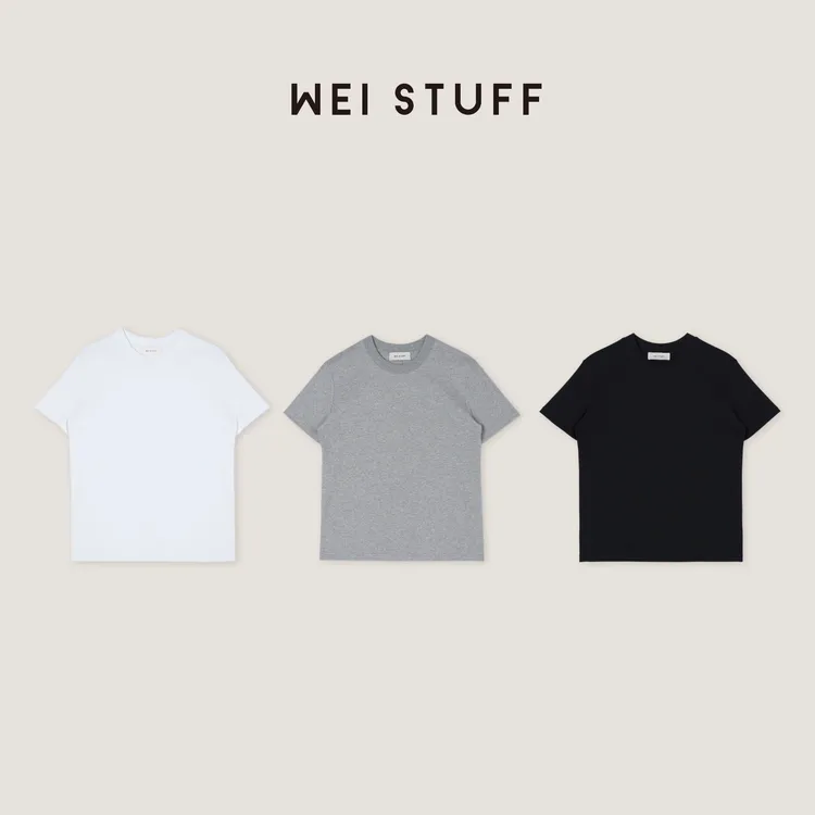 WEI STUFF  “极简美学”高智感三色圆领纯棉短袖T恤 8614 .