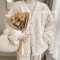 DA【清-冬款】奶茶夹棉毛毛外套-77831