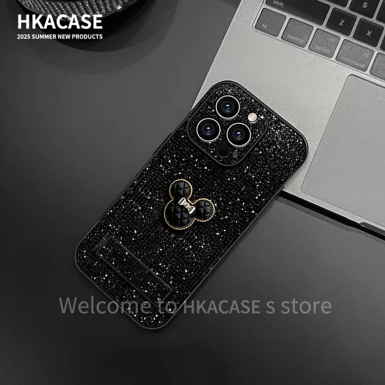 米奇适用苹果vivo华为oppo小米iPhone16闪钻亮片手机壳