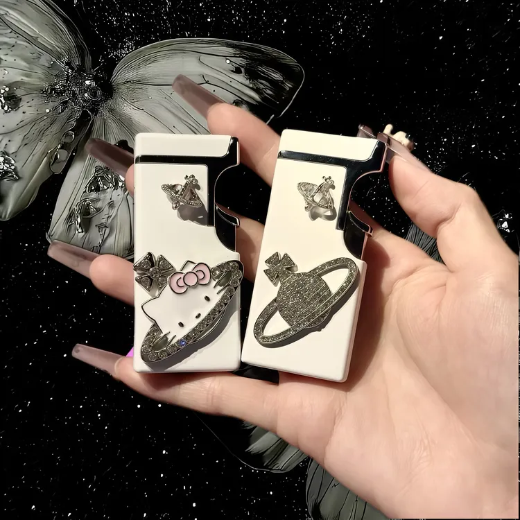 【亦计划】高端轻奢手作Kitty土星双火焰金属打火机送男女朋友礼物