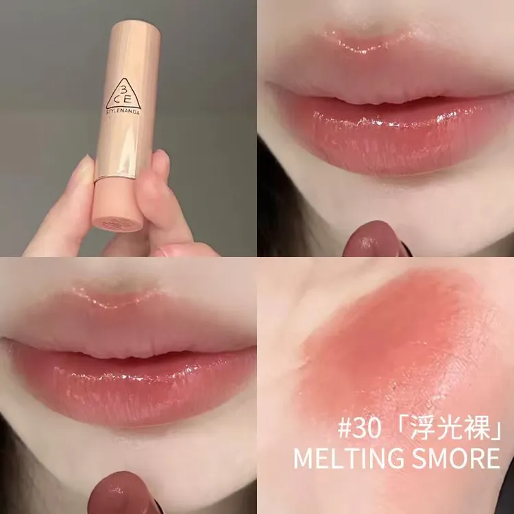 3CE釉光唇膏好气色润唇膏 3038浮光裸融巧乌龙色口红镜面唇釉滋润