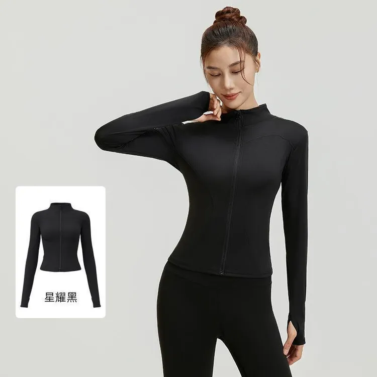 瑜伽上衣女春夏速干修身跑步健身服拉链运动外套显瘦专业训练长袖