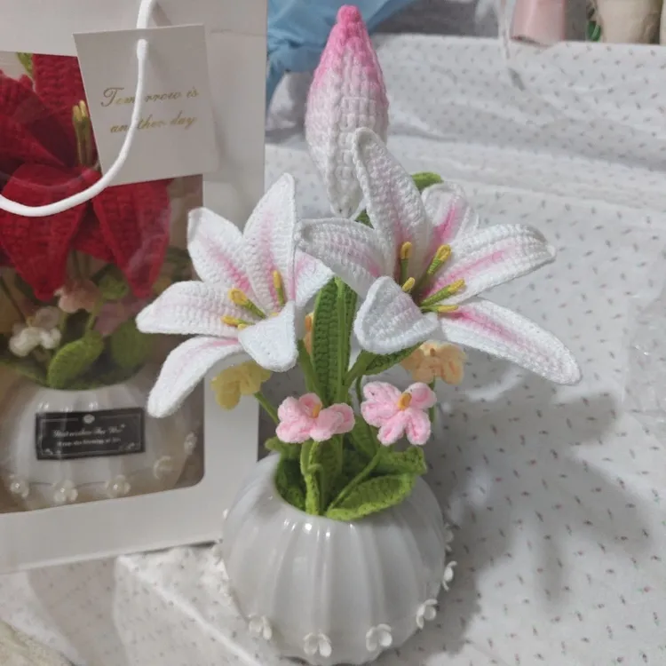 仿真百合花2花1苞仿真花浪漫北欧简约装饰客厅餐桌摆件盆栽摆放花