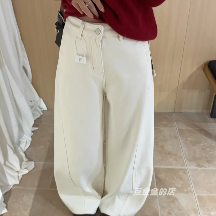 豆金金的店 | 2832复合绒弯刀直筒裤显瘦显高百搭