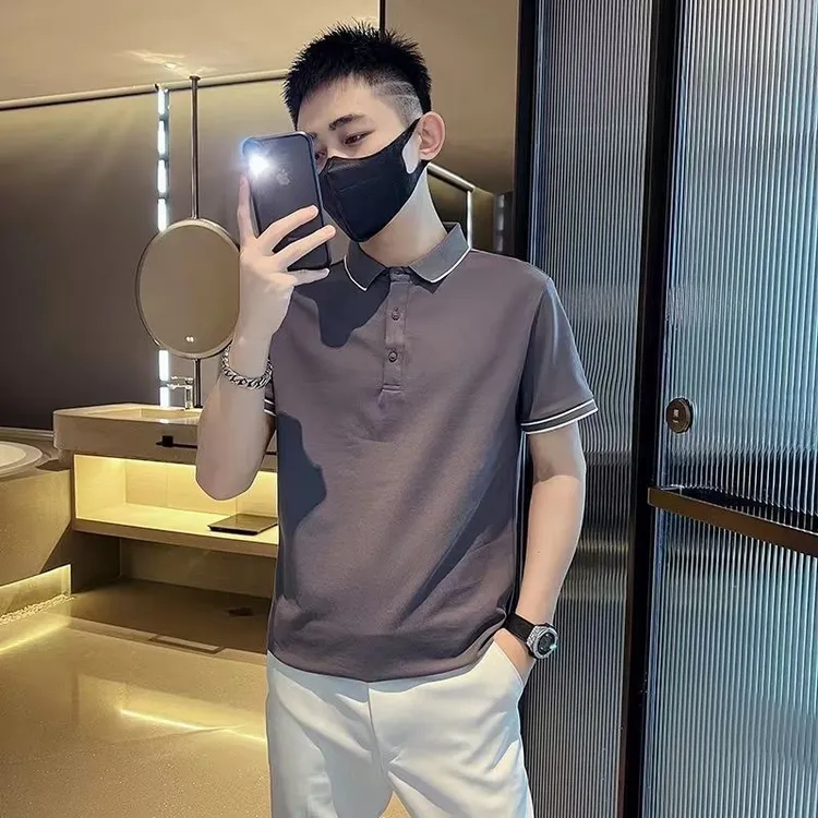 翻领商务POLO衫T恤休闲短袖夏季T恤Polo网红洋气炸街男装