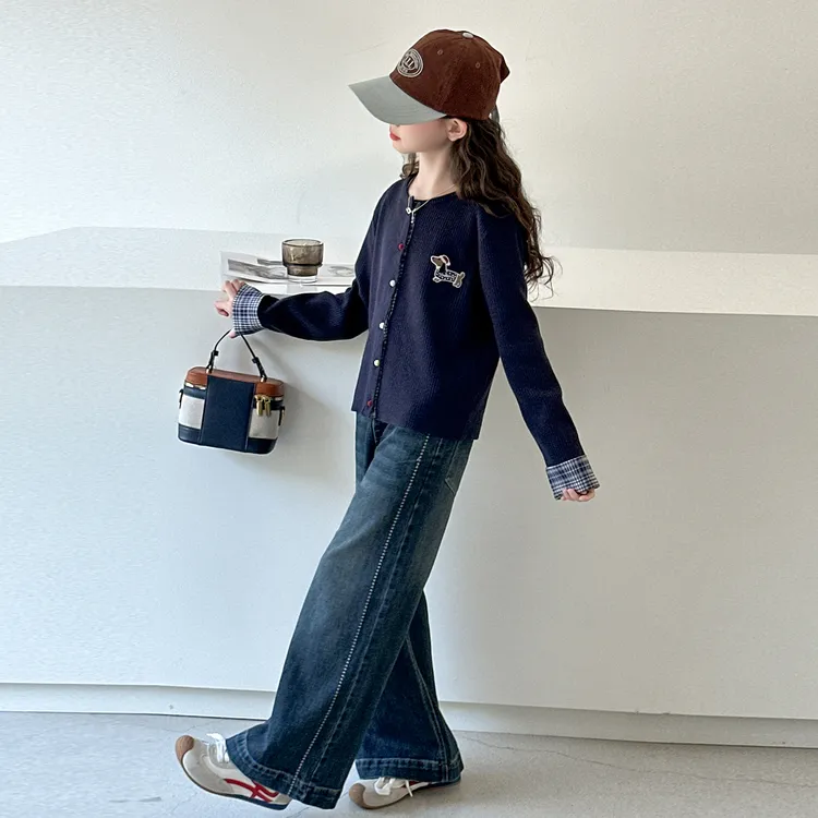 简约潮牌店铺儿童服装2025年新款衣服女童装秋装套装6-12岁高级感