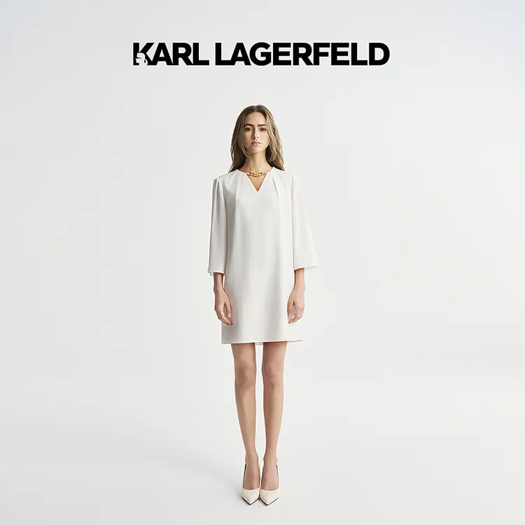 KARLLAGERFELD卡尔拉格斐衣服夏天高级连衣裙白色M22E1372