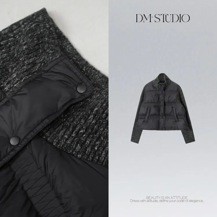 DEDM•STUDIO/秋冬保暖设计感拼接袖羽绒服外套2510YRF/QS20097