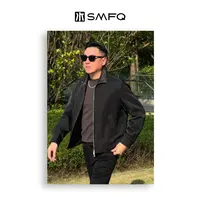 水木夫妻【男款】“黑革独行”经典复古手工编织羊皮翻领休闲夹克外套