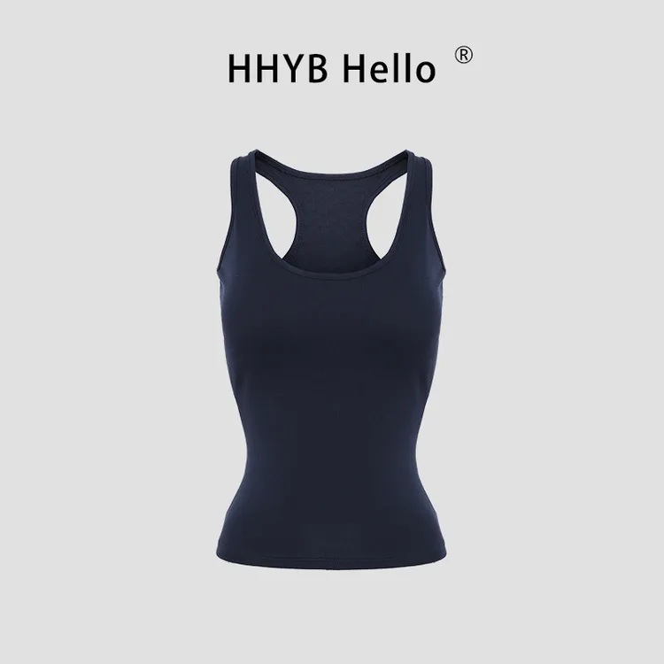 HHYB Hello2025春夏新款简约百搭带胸垫深U领工字背心吊带253048