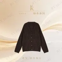 【容雨RYHOME】绵羊毛混纺V领亮片拉绒开衫外套253W2502