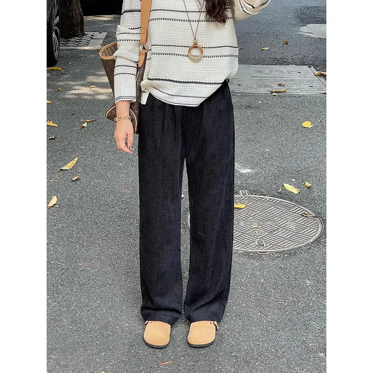 WenWen小个子2025韩版秋季新款显瘦直筒窄版裤高腰休闲裤4308