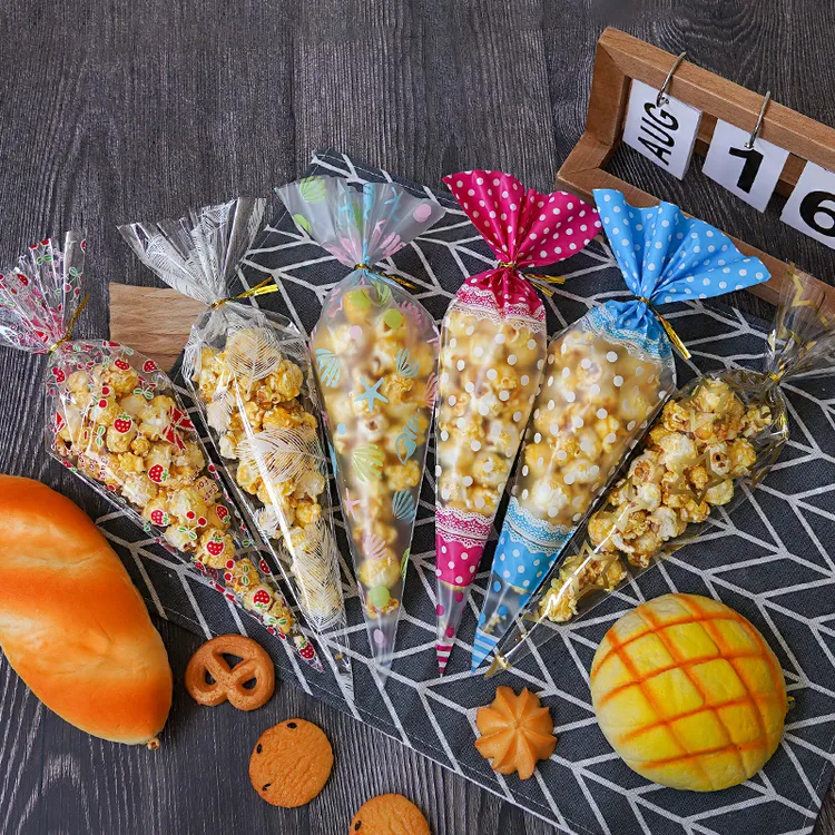 爆米花三角包装袋透明棉花糖糖果饼干小袋子一次性烘培点心塑料袋