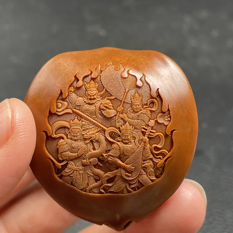 新款橄榄核进口大榄4.3四大天王手把件