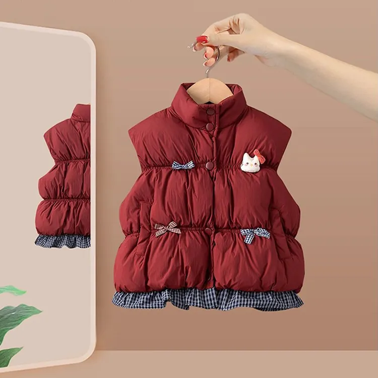 秋冬新款女童棉马甲外套中小童短款加厚洋气坎肩宝宝保暖棉服背心