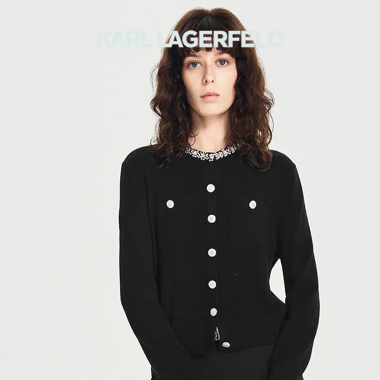 【官方】KARL LAGERFELD卡尔拉格斐2025新款羊毛开衫老佛爷M26E2215