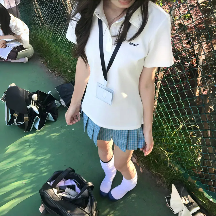 小岛/jk收腰POLO短袖衬衫女制服日系原创校供感衬衣女夏季t恤上衣