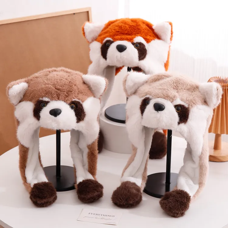 儿童冬季毛绒帽子网红防风雷锋帽女童小浣熊加厚保暖帽男童长短款