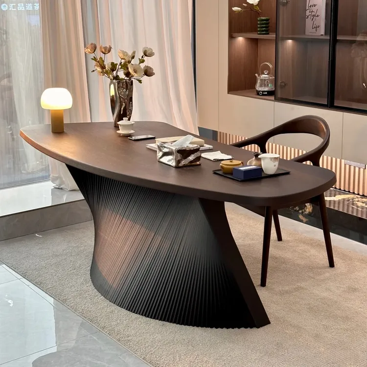 新中式北美黑胡桃木异形桌腿全实木办公桌书桌现代简约时尚大班台