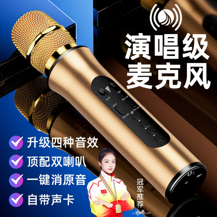 听声者话筒音响一体麦克风k歌专用家庭户外手机电视唱歌无线蓝牙