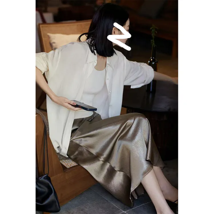 【松紧腰+拉链+侧开叉】a字裙女款爆款2025新款半身裙女款长裙显瘦