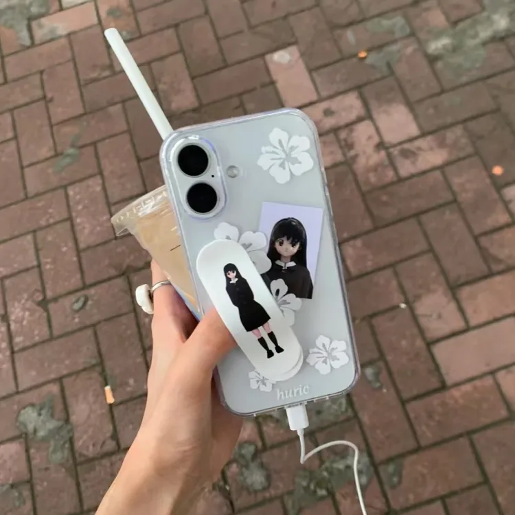 奥菲顿简约扶桑花支架适用iPhone1716高透手机壳华为vivo小米oppo