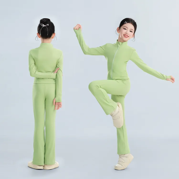 儿童舞蹈服分体套装女童芭蕾舞练功服外套秋冬瑜伽长袖练功形体服