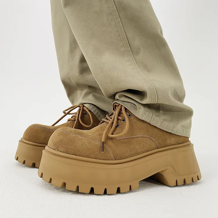 英伦风德比鞋男2026新款厚底增高大头低帮马丁鞋时尚百搭休闲皮鞋