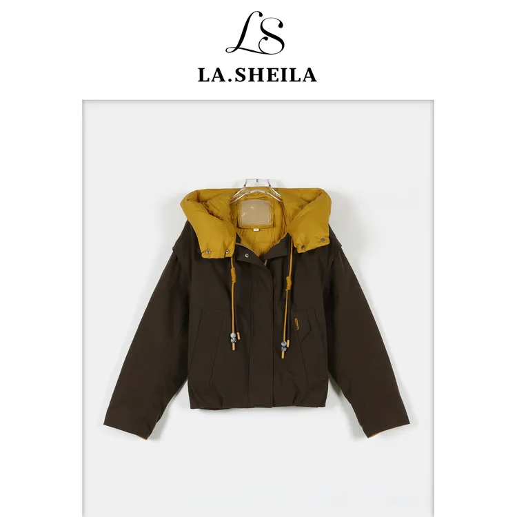 LA.Sheila撞色连帽抽绳保暖羽绒服254-YRF/1120-89266