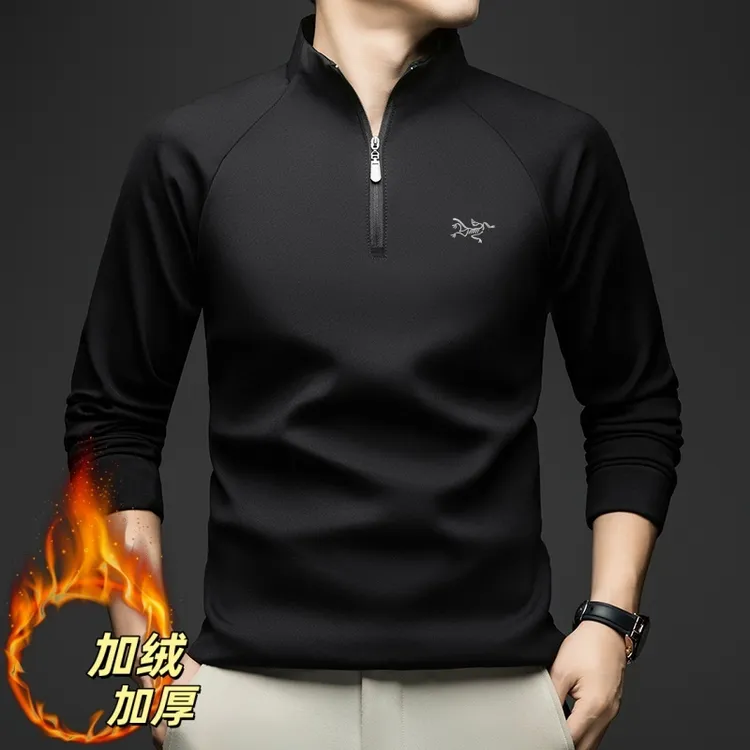 【奥莱撤柜】始祖刺绣鸟冬季加绒立领长袖T恤男保暖防风奥粒绒卫衣