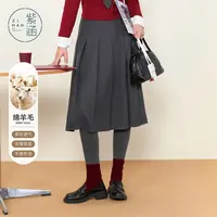 紫涵中长款百褶半身裙女新款学院风气质高腰a字裙Z4Z10JS609