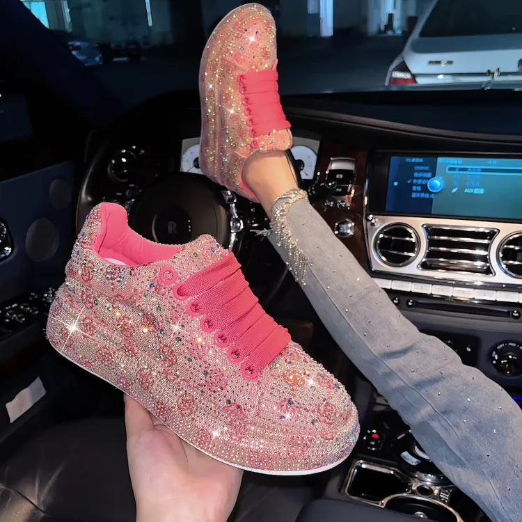 雪梨潮钻+5CM潮流水钻爆闪彩色时尚休闲满钻运动鞋女款厚底德训鞋商品图