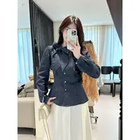 李潇洒【财阀千金】微胖大码法式气质系带蝴蝶结秋复古丹宁牛仔衬衫