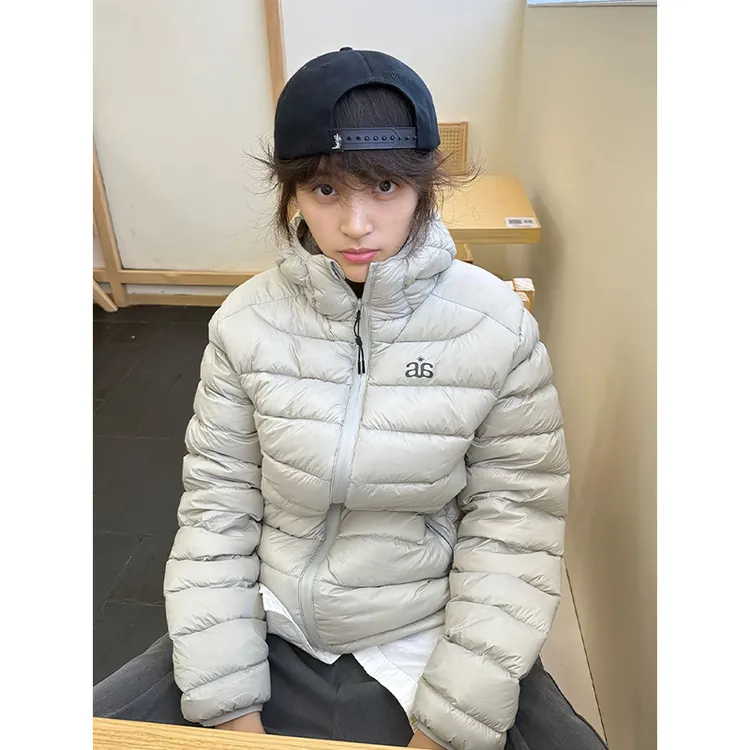 灰色美式排骨连帽棉服男女款秋冬季潮牌韩系轻薄棉袄情侣短款外套