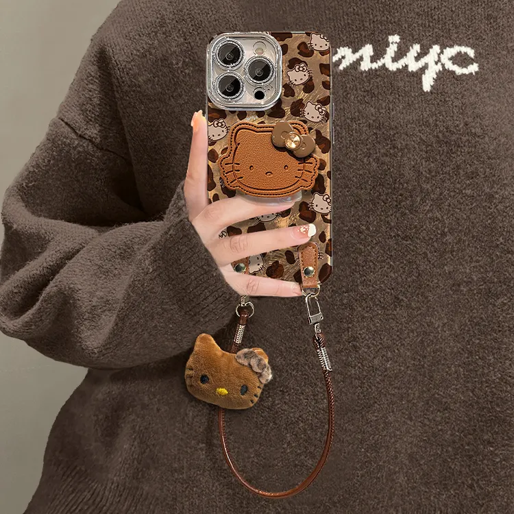 满屏KT猫适用苹果17华为vivo/oppo小米iPhone16精孔冰川纹手机壳