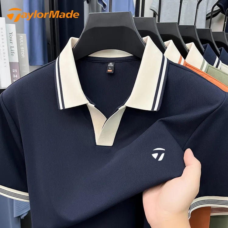 Taylormade泰勒梅男士夏季高尔夫透气T恤翻领短袖POLO衫休闲百搭