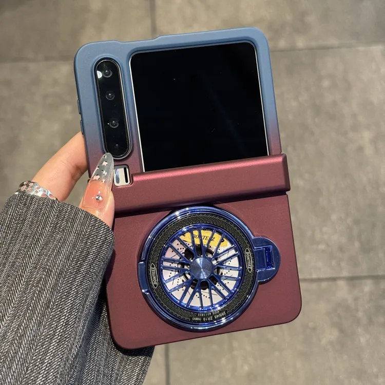适用华为purax手机壳小胖子阔折叠屏渐变拼色陀螺支架手提保护壳