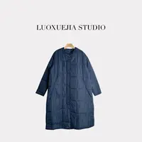 LXJ25296「首尔街头」圆领单排扣保暖棉服长款大衣