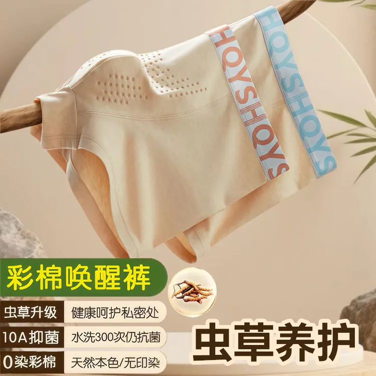 虫草养护纯棉10A抑菌男士平角内裤四角彩棉0染日系休闲男生U短裤