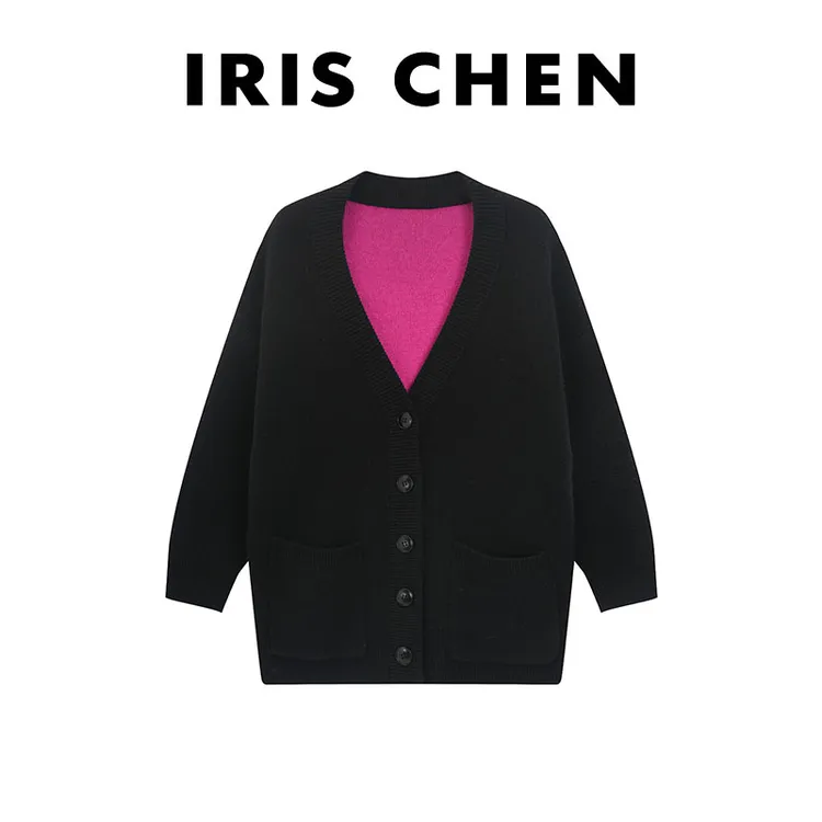 IRIS CHEN 黑松露 25秋冬“100绵羊毛800g”慵懒风针织外套25WT854