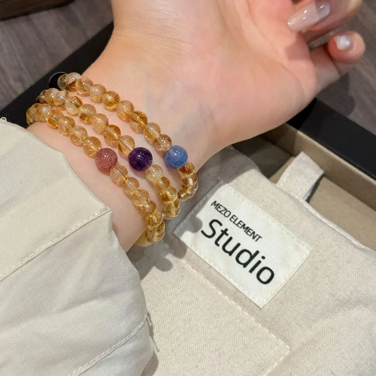 天然黄塔晶拼接彩色多宝水晶手链女轻奢高级感小众叠戴多巴胺项链