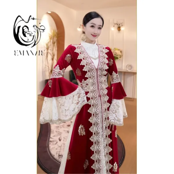 A1119依曼之舞异域风情新款女装连衣裙新疆舞蹈服饰民族风珠绣