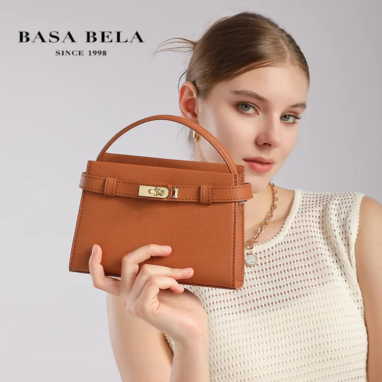 BASA BELA/芭莎貝拉手提式单肩款双根斜挎包百搭气质极简风甜辣风