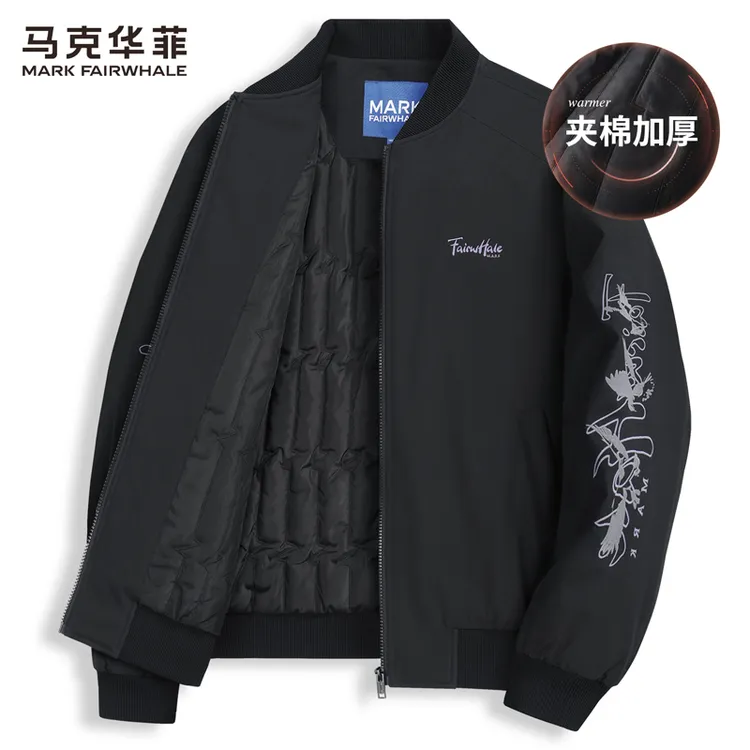 【夹棉】马克华菲双臂刺绣棒球领夹克男2025秋冬新款防风飞行员外套