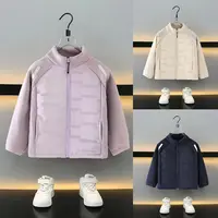 儿童秋冬新款校服神器奥粒绒拼接外套加棉时尚立领保暖轻薄棉服