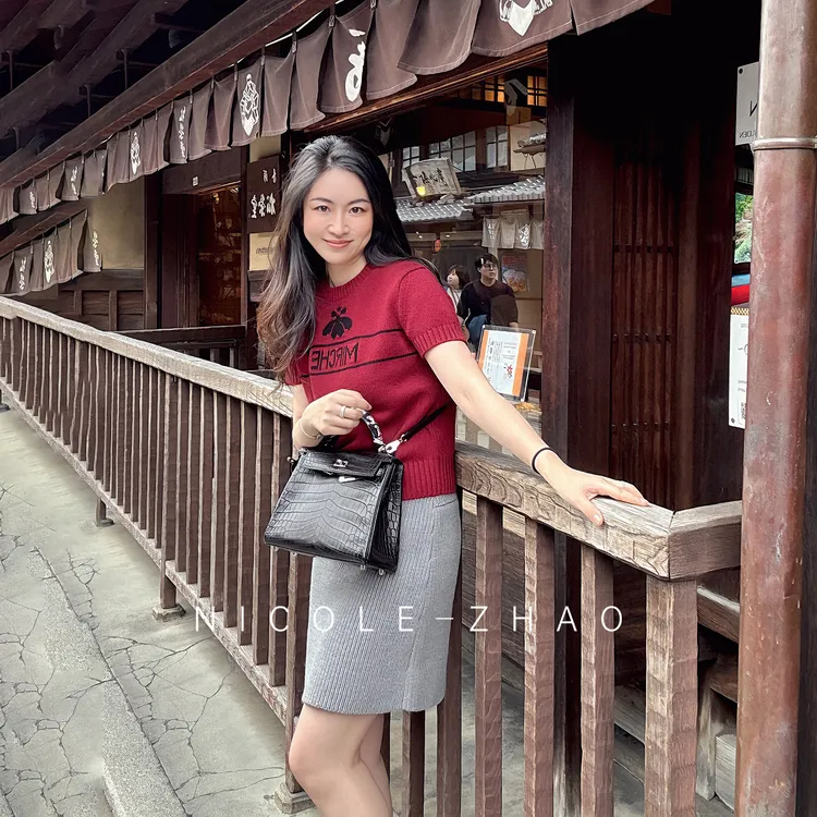 4NDT226【贵姐NICOLE】春季高端设计师款羊毛高级感条纹短袖