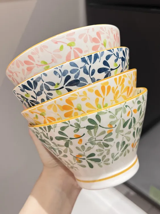 5英寸米饭碗斗笠碗高脚碗防烫家用网红陶瓷釉下彩吃饭碗日式大碗