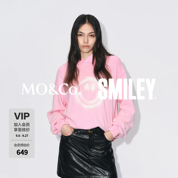【SMILEY联名】MOCO卫衣印花洗水微褪色棉MBE4SWS006